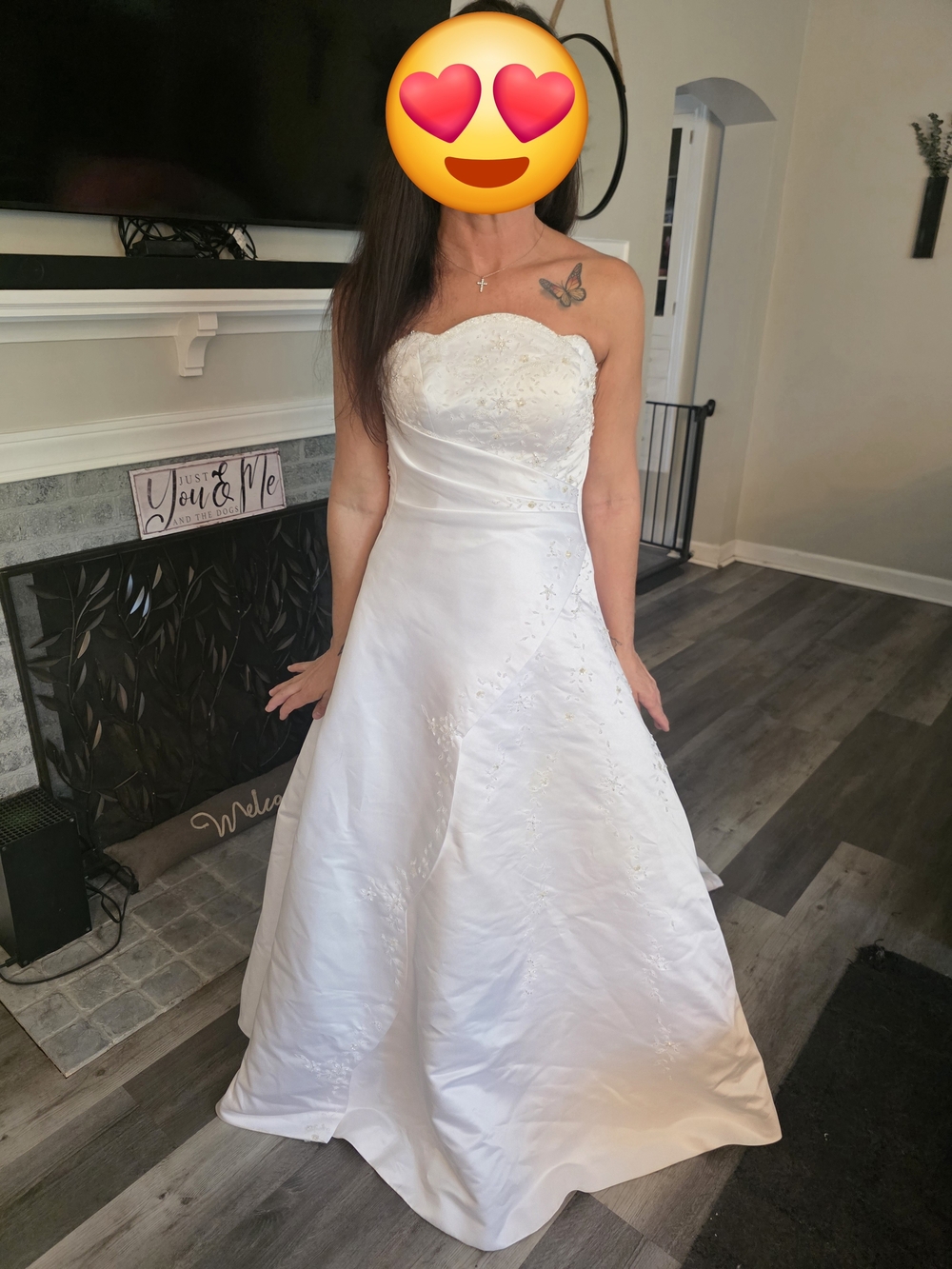 Maggie Sottero Strapless White Embroidered A-Line Gown